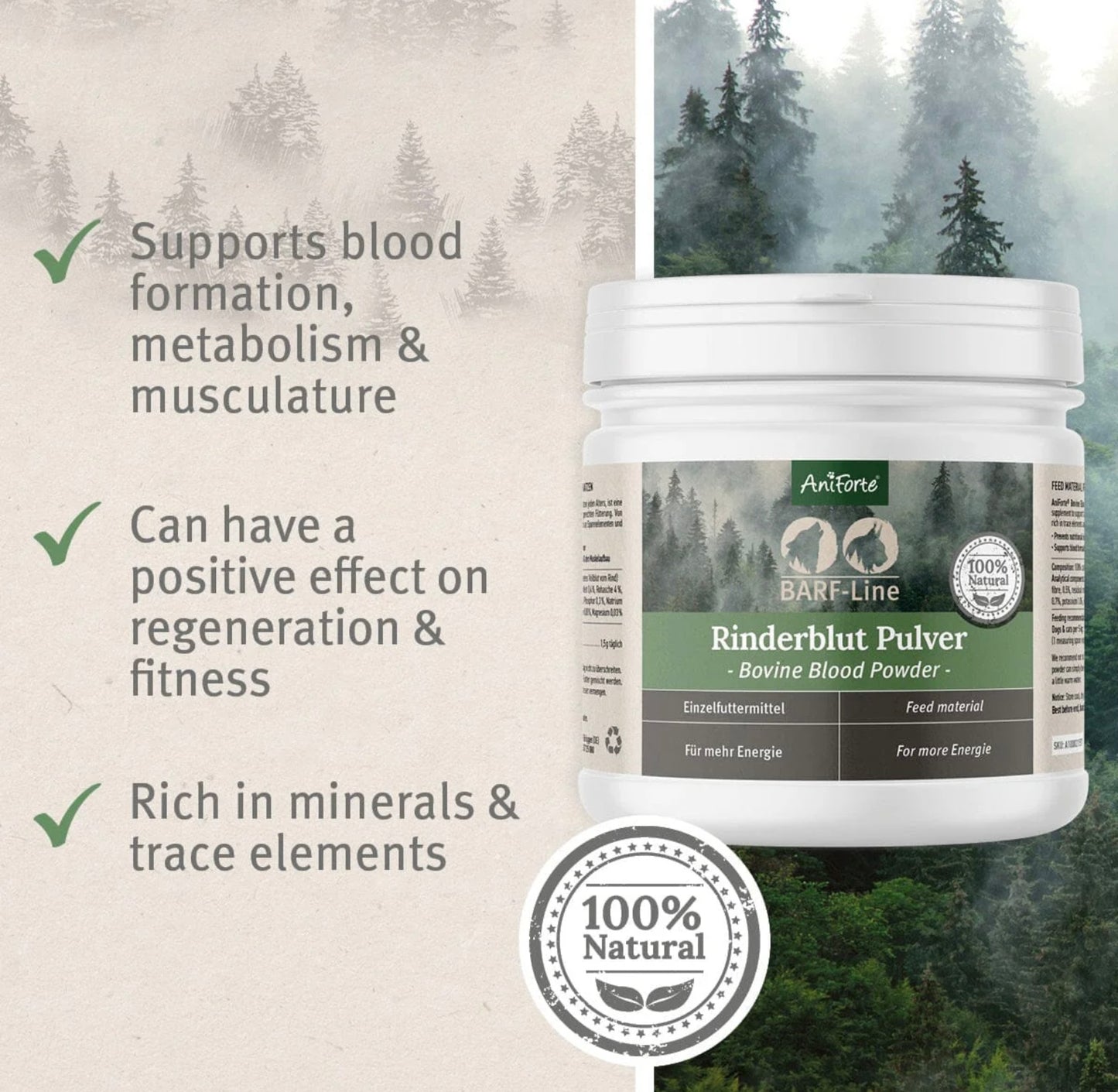 Aniforte Bovine Blood Powder 250g Supplement